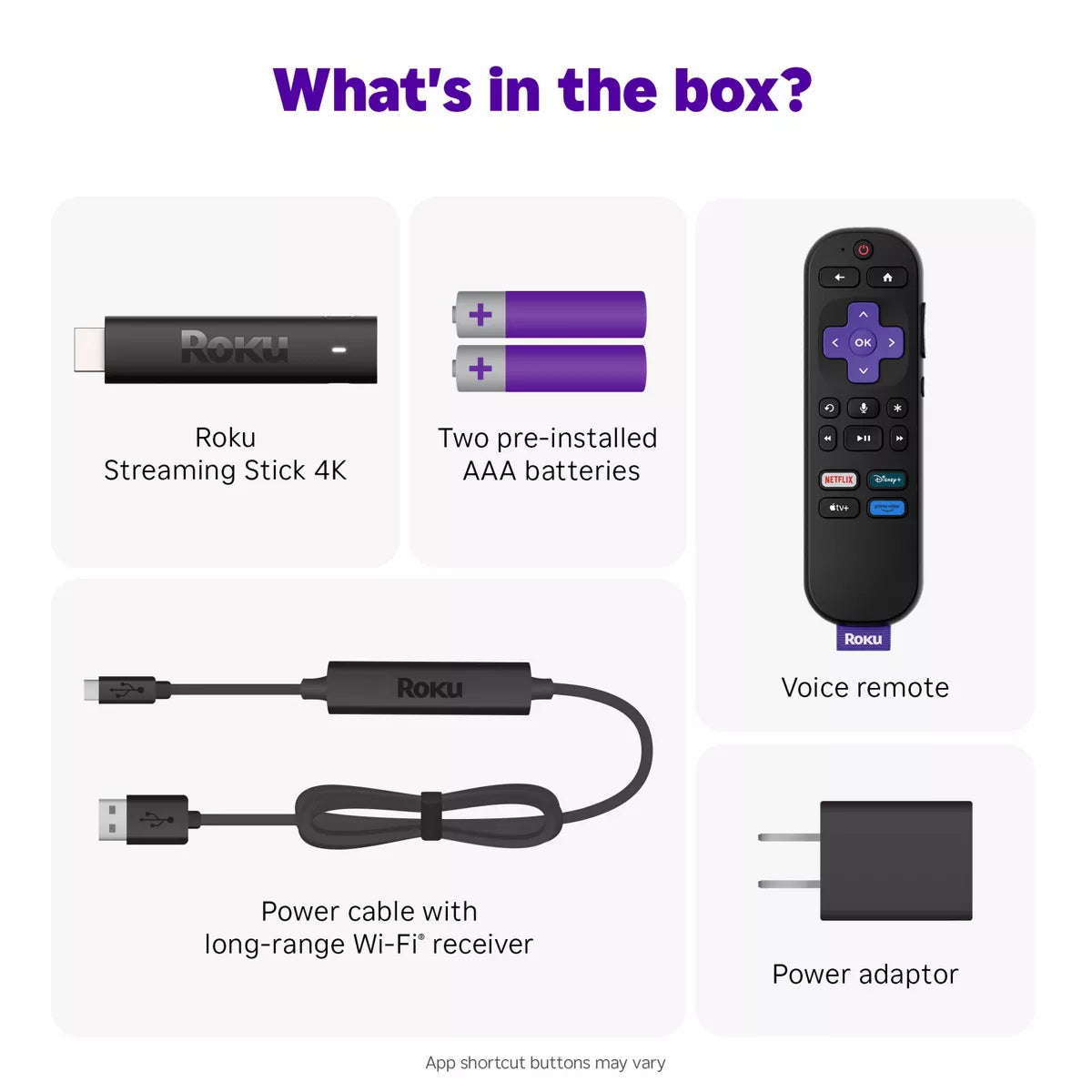 Roku Streaming Stick 4K Streaming Device 4K/Hdr/Dolby Vision with Voice Remote with TV Controls: Wi-Fi, Apple Airplay
